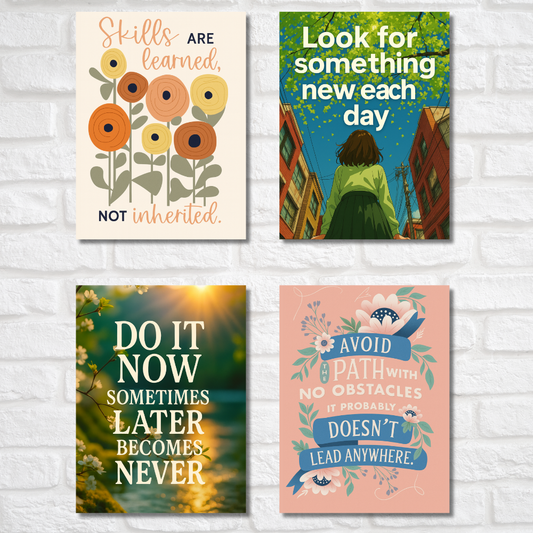 Aesthetic Motivational Quotes Poster Motivation Quote Posters Inspiring Lines Stickers Set of 4 Posters for Students & Study Room Library decoration Living room bedroom kitchen Dining hall & office wall decor motivational Posters, motivational posters for wall, motivational posters for study room, motivational posters for office, motivational  posters for students, motivational posters for room, motivational posters for women, motivational posters for kids, motivational wall posters for students