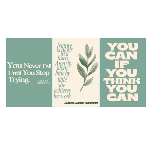 motivational poster set of 3, aesthetic wall art, positive quotes print, office wall decor, study room posters, bedroom decor, inspirational typography, affirmation posters, minimalist poster green, sage green wall art, boho scandi decor, gallery wall set, unframed posters 12x18, quote prints for students, entrepreneur gift, classroom motivational, café restaurant wall art, modern home decor, ralph waldo emerson quote, albert einstein quote, you can if you think you can, nature quote poster, teen room decor
