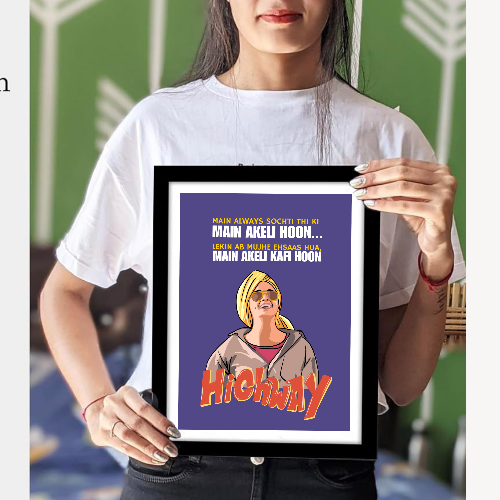 Highway Movie Poster Frame Bhatt Bollywood Movies Framed Posters Movie Actress Alia Dialogues Quote Canvas Artwork Painting Photo Frames For Wall Decor Restraunt Cafe Bedroom Living Room Decoration Home Office, highway poster, highway movie poster, highway movie poster hd, highway poster framed, highway movie poster framed, alia bhatt poster, alia bhatt movie poster, alia bhatt movie poster, alia bhatt new movie poster