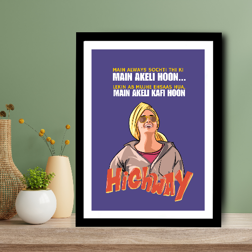 Highway Movie Poster Frame Bhatt Bollywood Movies Framed Posters Movie Actress Alia Dialogues Quote Canvas Artwork Painting Photo Frames For Wall Decor Restraunt Cafe Bedroom Living Room Decoration Home Office, highway poster, highway movie poster, highway movie poster hd, highway poster framed, highway movie poster framed, alia bhatt poster, alia bhatt movie poster, alia bhatt movie poster, alia bhatt new movie poster