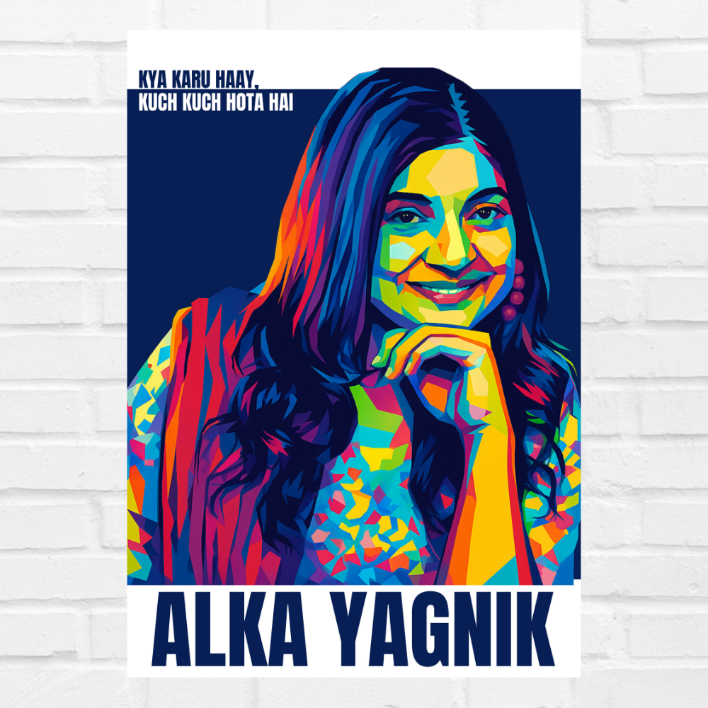 Alka Yagnik Pop Art Poster | Framed | Canvas | Wall Poster for Music Lovers