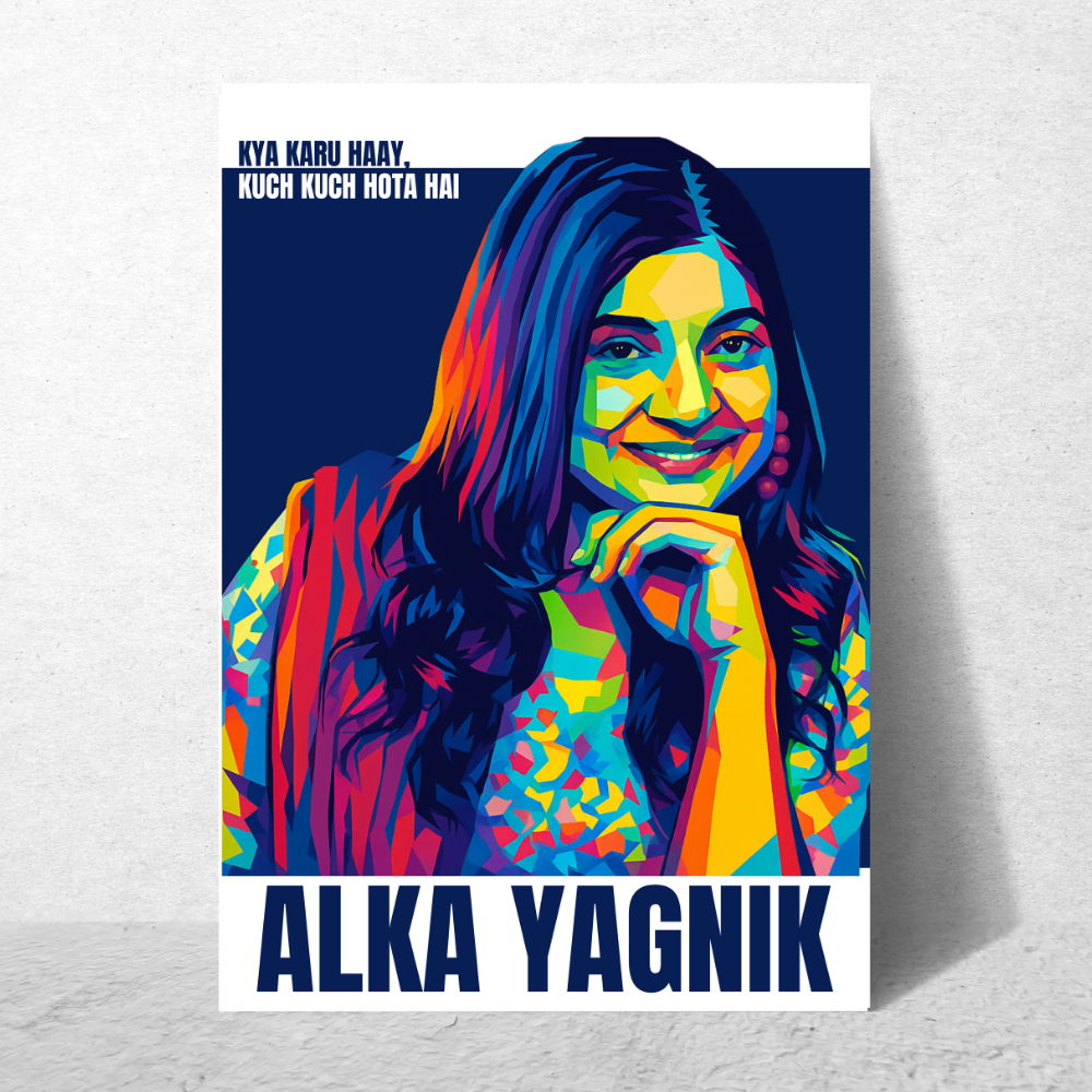 Alka Yagnik Pop Art Poster | Framed | Canvas | Wall Poster for Music Lovers