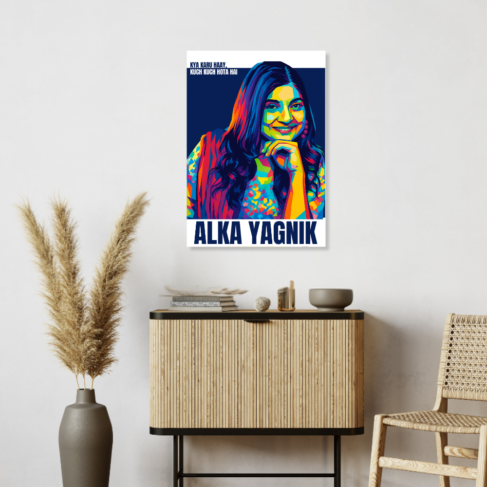 Alka Yagnik Pop Art Poster | Framed | Canvas | Wall Poster for Music Lovers