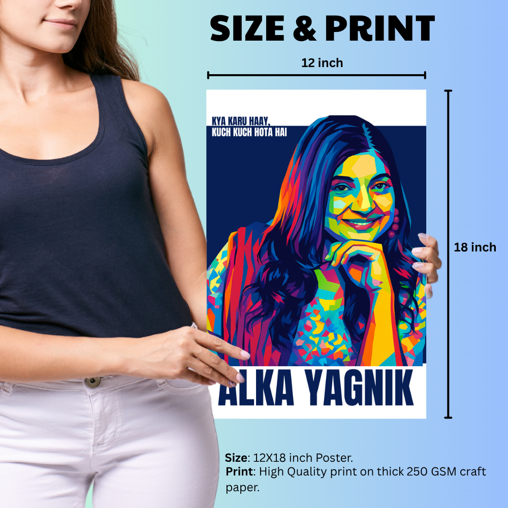 Alka Yagnik Pop Art Poster | Framed | Canvas | Wall Poster for Music Lovers