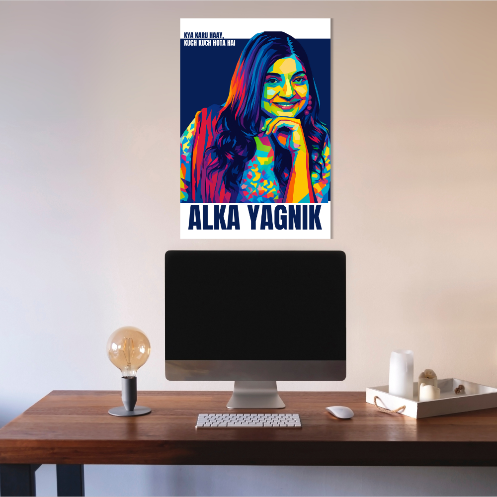 Alka Yagnik Pop Art Poster | Framed | Canvas | Wall Poster for Music Lovers
