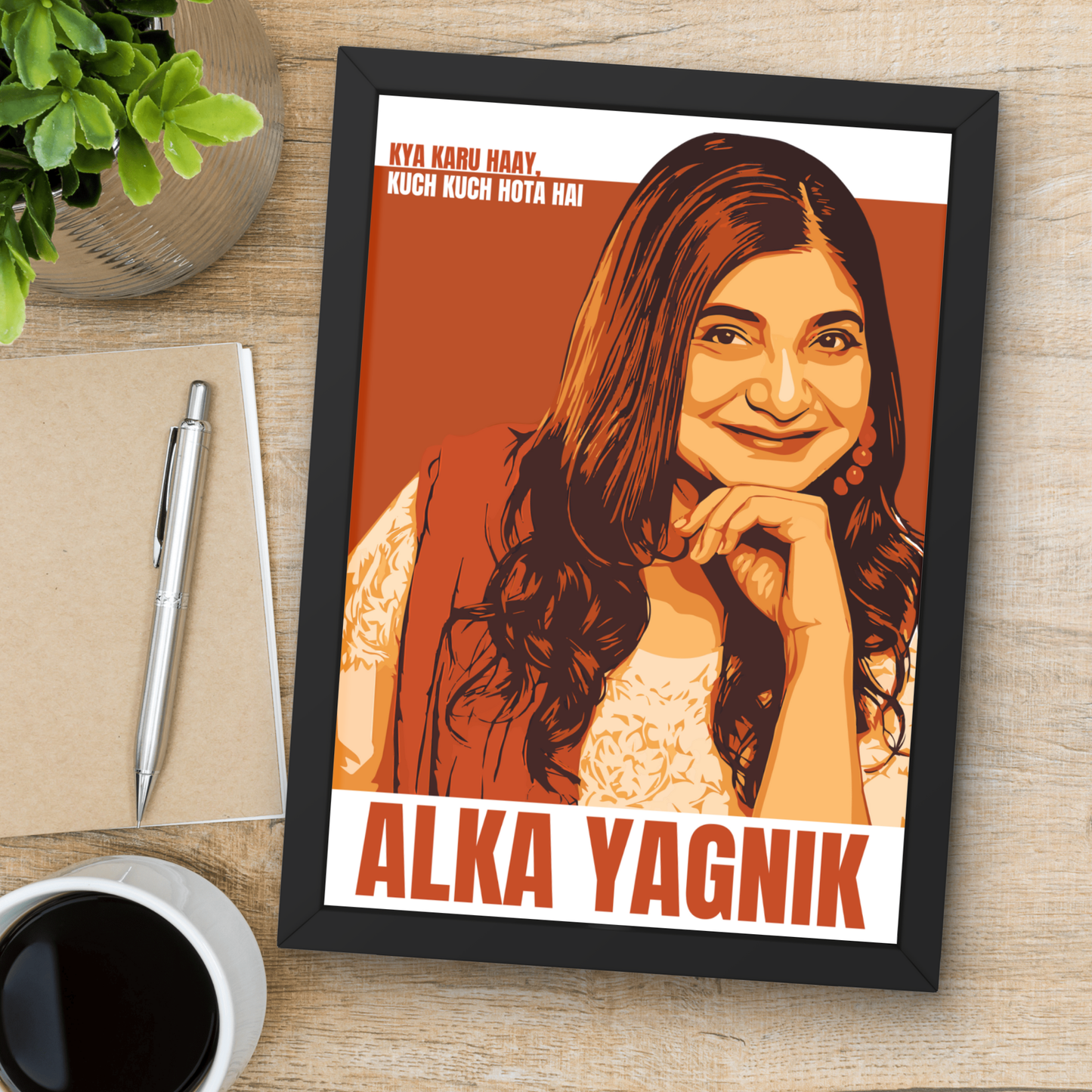 Alka Yagnik Retro Poster – Bollywood Music Legend Wall Art – Framed | Canvas | Poster Print
