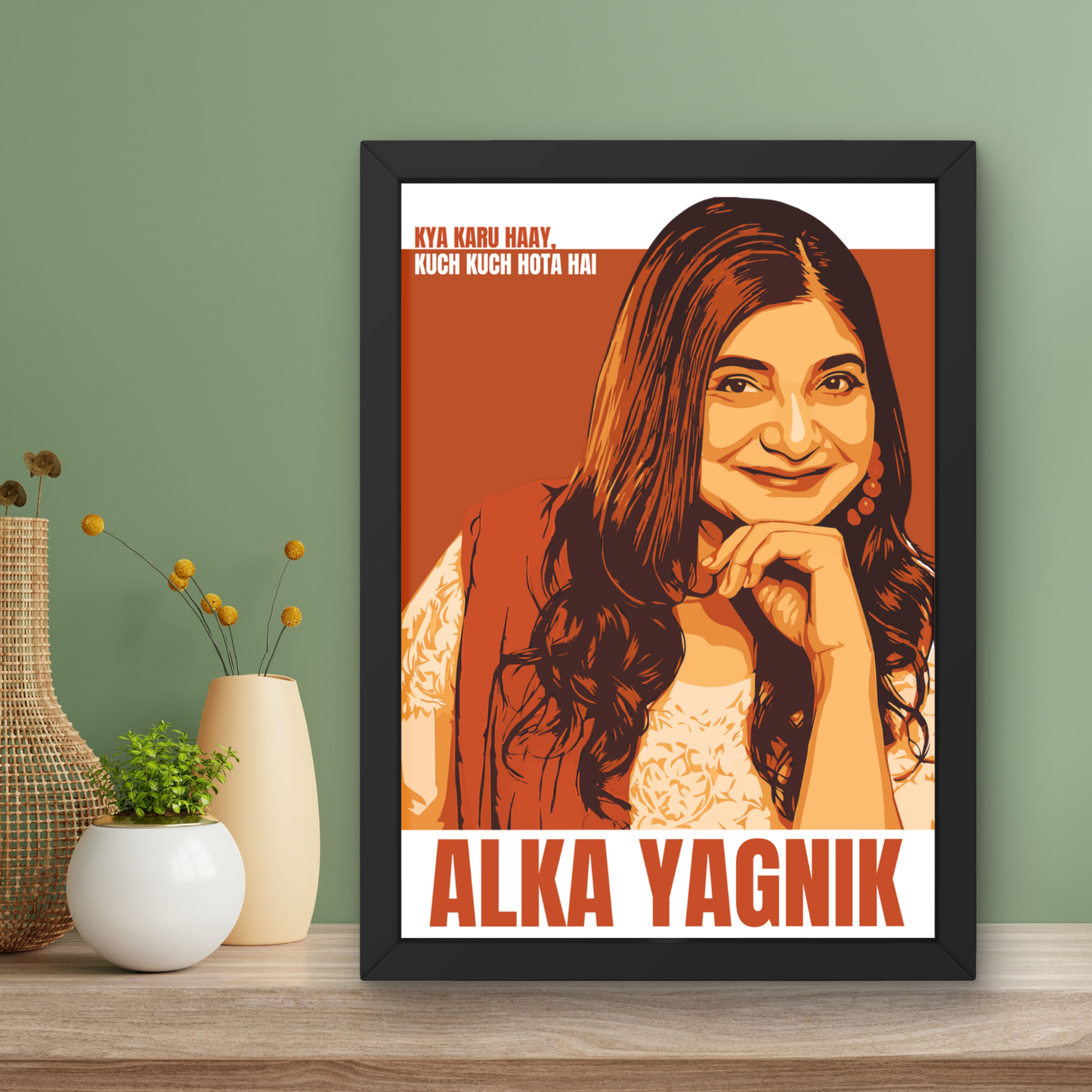 Alka Yagnik Retro Poster – Bollywood Music Legend Wall Art – Framed | Canvas | Poster Print