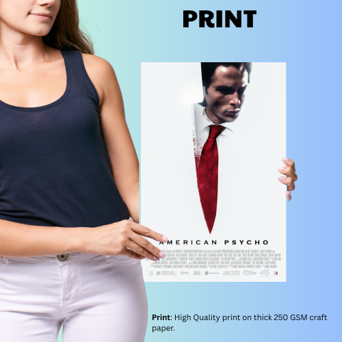 American Psycho Movie Poster Frame Horror Comedy Film Artwork Framed Posters Hollywood Movies Canvas Painting Photo Frames for Wall Decor Living Room Bedroom Art Study Room Restraunt Cafe Office & Home Decoration
