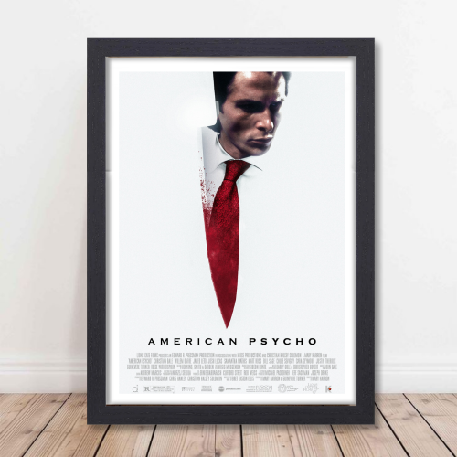 American Psycho Movie Poster Frame Horror Comedy Film Artwork Framed Posters Hollywood Movies Canvas Painting Photo Frames for Wall Decor Living Room Bedroom Art Study Room Restraunt Cafe Office & Home Decoration