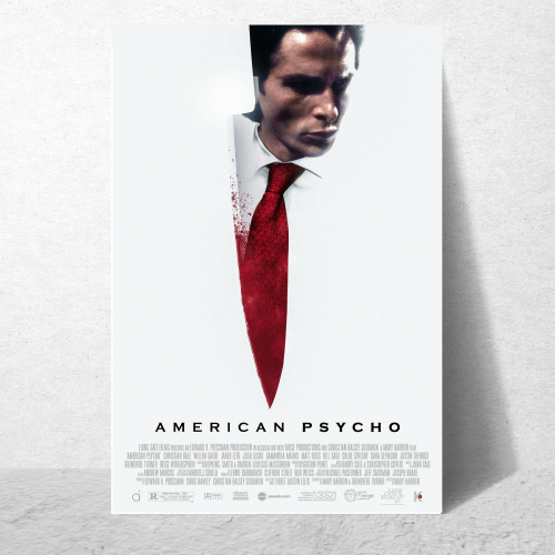 American Psycho Movie Poster Frame Horror Comedy Film Artwork Framed Posters Hollywood Movies Canvas Painting Photo Frames for Wall Decor Living Room Bedroom Art Study Room Restraunt Cafe Office & Home Decoration