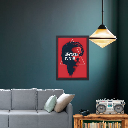 American Psycho Film Poster Frame Horror Comedy Movie Artwork Framed Posters Hollywood Movies Canvas Painting Photo Frames for Wall Decor Living Room Bedroom Study Room Restraunt Cafe Office & Home Decoration