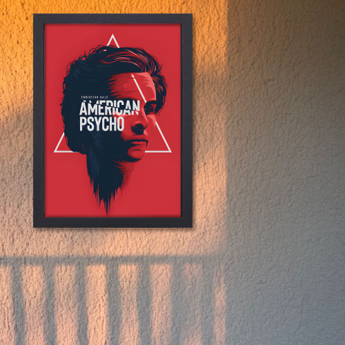 American Psycho Film Poster Frame Horror Comedy Movie Artwork Framed Posters Hollywood Movies Canvas Painting Photo Frames for Wall Decor Living Room Bedroom Study Room Restraunt Cafe Office & Home Decoration