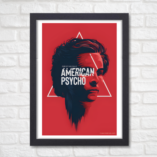 American Psycho Film Poster Frame Horror Comedy Movie Artwork Framed Posters Hollywood Movies Canvas Painting Photo Frames for Wall Decor Living Room Bedroom Study Room Restraunt Cafe Office & Home Decoration