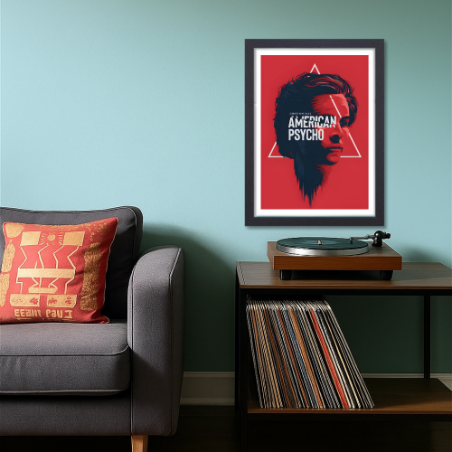 American Psycho Film Poster Frame Horror Comedy Movie Artwork Framed Posters Hollywood Movies Canvas Painting Photo Frames for Wall Decor Living Room Bedroom Study Room Restraunt Cafe Office & Home Decoration