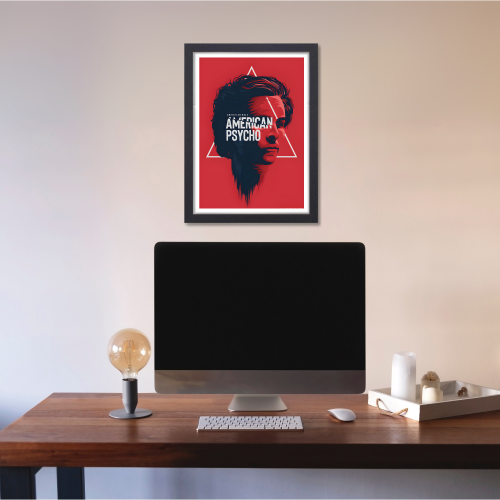 American Psycho Film Poster Frame Horror Comedy Movie Artwork Framed Posters Hollywood Movies Canvas Painting Photo Frames for Wall Decor Living Room Bedroom Study Room Restraunt Cafe Office & Home Decoration