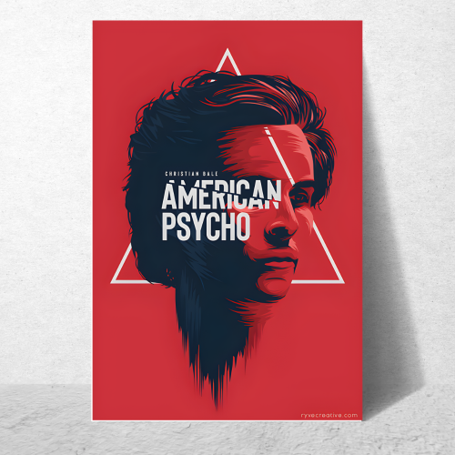 American Psycho Film Poster Frame Horror Comedy Movie Artwork Framed Posters Hollywood Movies Canvas Painting Photo Frames for Wall Decor Living Room Bedroom Study Room Restraunt Cafe Office & Home Decoration