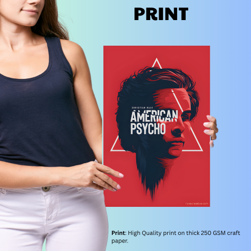 American Psycho Film Poster Frame Horror Comedy Movie Artwork Framed Posters Hollywood Movies Canvas Painting Photo Frames for Wall Decor Living Room Bedroom Study Room Restraunt Cafe Office & Home Decoration