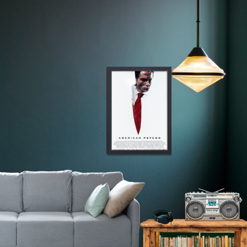 American Psycho Movie Poster Frame Horror Comedy Film Artwork Framed Posters Hollywood Movies Canvas Painting Photo Frames for Wall Decor Living Room Bedroom Art Study Room Restraunt Cafe Office & Home Decoration