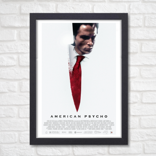 American Psycho Movie Poster Frame Horror Comedy Film Artwork Framed Posters Hollywood Movies Canvas Painting Photo Frames for Wall Decor Living Room Bedroom Art Study Room Restraunt Cafe Office & Home Decoration