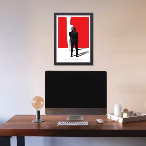 American Psycho Movie Poster Frame Horror Comedy Film Artwork Framed Posters Hollywood Movies Canvas Painting Photo Frames for Wall Decor Living Room Bedroom Study Room Restraunt Cafe Office & Home Decoration