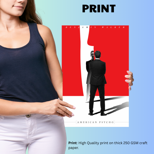 American Psycho Movie Poster Frame Horror Comedy Film Artwork Framed Posters Hollywood Movies Canvas Painting Photo Frames for Wall Decor Living Room Bedroom Study Room Restraunt Cafe Office & Home Decoration