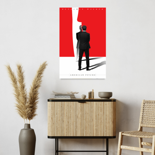 American Psycho Movie Poster Frame Horror Comedy Film Artwork Framed Posters Hollywood Movies Canvas Painting Photo Frames for Wall Decor Living Room Bedroom Study Room Restraunt Cafe Office & Home Decoration
