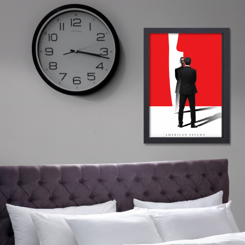 American Psycho Movie Poster Frame Horror Comedy Film Artwork Framed Posters Hollywood Movies Canvas Painting Photo Frames for Wall Decor Living Room Bedroom Study Room Restraunt Cafe Office & Home Decoration