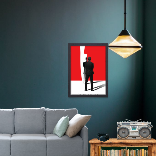 American Psycho Movie Poster Frame Horror Comedy Film Artwork Framed Posters Hollywood Movies Canvas Painting Photo Frames for Wall Decor Living Room Bedroom Study Room Restraunt Cafe Office & Home Decoration
