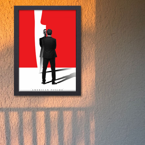 American Psycho Movie Poster Frame Horror Comedy Film Artwork Framed Posters Hollywood Movies Canvas Painting Photo Frames for Wall Decor Living Room Bedroom Study Room Restraunt Cafe Office & Home Decoration