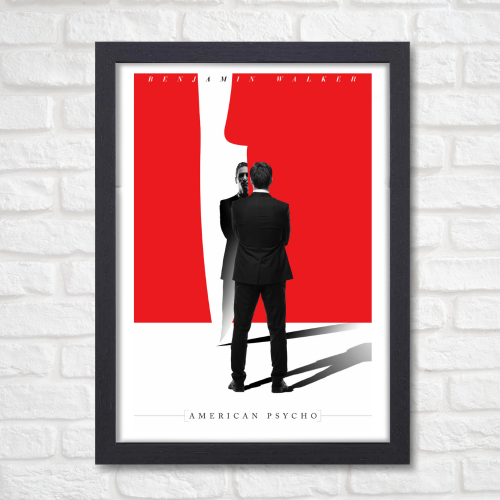 American Psycho Movie Poster Frame Horror Comedy Film Artwork Framed Posters Hollywood Movies Canvas Painting Photo Frames for Wall Decor Living Room Bedroom Study Room Restraunt Cafe Office & Home Decoration