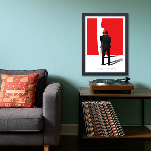 American Psycho Movie Poster Frame Horror Comedy Film Artwork Framed Posters Hollywood Movies Canvas Painting Photo Frames for Wall Decor Living Room Bedroom Study Room Restraunt Cafe Office & Home Decoration