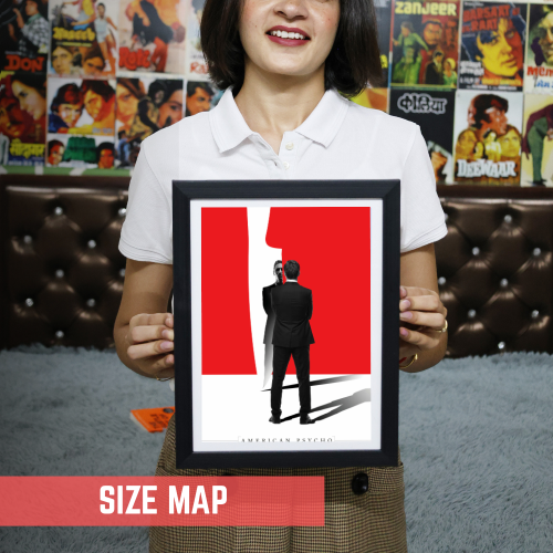 American Psycho Movie Poster Frame Horror Comedy Film Artwork Framed Posters Hollywood Movies Canvas Painting Photo Frames for Wall Decor Living Room Bedroom Study Room Restraunt Cafe Office & Home Decoration