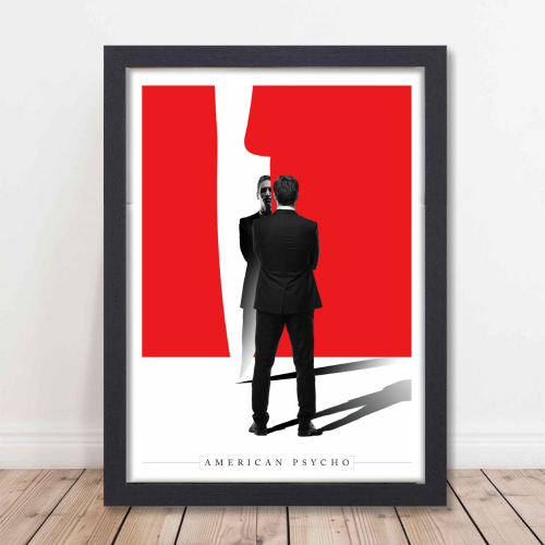 American Psycho Movie Poster Frame Horror Comedy Film Artwork Framed Posters Hollywood Movies Canvas Painting Photo Frames for Wall Decor Living Room Bedroom Study Room Restraunt Cafe Office & Home Decoration