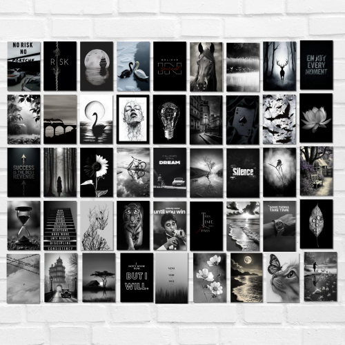 Aesthetic Black & White Wall Collage Kit - 45 Posters Motivational Quote Prints Artwork Canvas Painting for Boys Men room Decorations Study room, Teen Girl Room Decor, Dorm Room Bedroom Decoration, Photo Wall Collage Kit, Aesthetic Poster Kit, black & white wall collage, black & white wall collage pictures, black & white wall collage ideas, black & white wall collage kit, black & white wall art, wall collage kit black & white, wall collage black & white, motivational Wall Collage kit, motivational posters