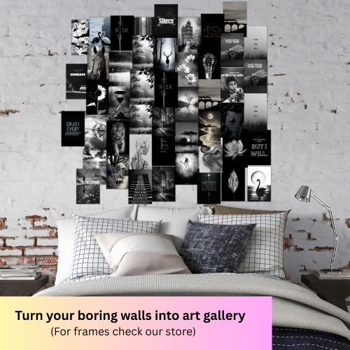 motivational Wall Collage, motivational aesthetic Wall Collage, inspirational wall collage, motivational inspirational wall collage kit posters, motivational poster ideas, motivational posters for room, motivational posters for students, motivational posters for office, motivational posters for study room, motivational posters for library, motivational posters for office wall, Aesthetic Black & White Wall Collage Kit - 45 Posters Motivational Quote Prints Artwork Canvas Painting for Boys Men room Decoration