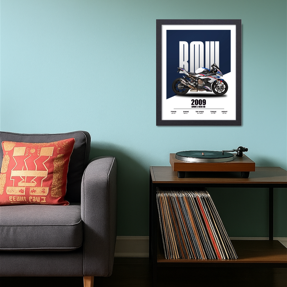 BMW Bike Framed Poster, Bike Posters for Wall, Bike Poster for wall, wall decor, room decor, decoration A4 Superbikes Motorcycle Wall Art | Sports Bike Decor for Home or Garage Home Office