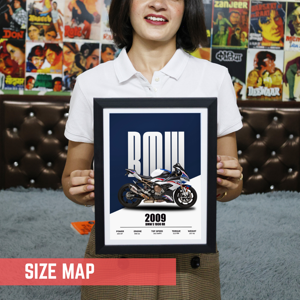 BMW Bike Framed Poster, Bike Posters for Wall, Bike Poster for wall, wall decor, room decor, decoration A4 Superbikes Motorcycle Wall Art | Sports Bike Decor for Home or Garage Home Office
