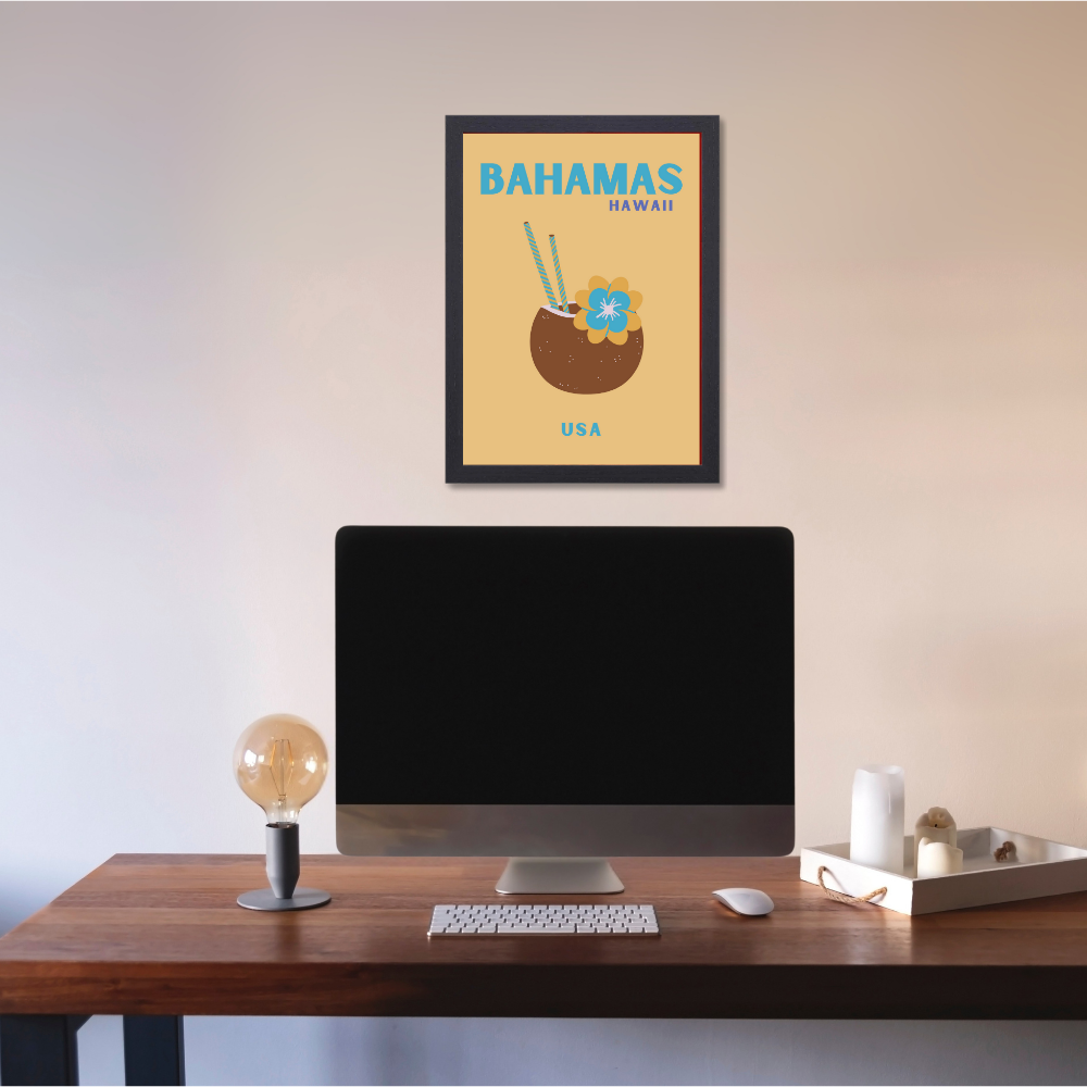 Traveling Theme wall Frame, Wall Frames for Living Room, Framed Travel Photo Frames for wall decor, Travel Frame for wall decor, room decor, Hostels, Hotels, Restraunts Bahamas Hawaii Wall Art