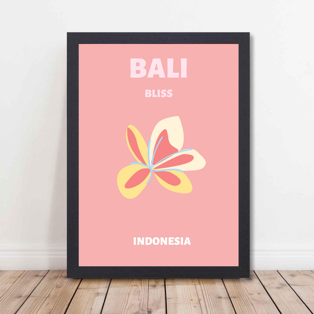Traveling Theme wall Frame, Wall Frames for Living Room, Framed Travel Photo Frames for wall decor, Travel Frame for wall decor, room decor, Hostels, Hotels, Restraunts Bali Bliss Wall Art