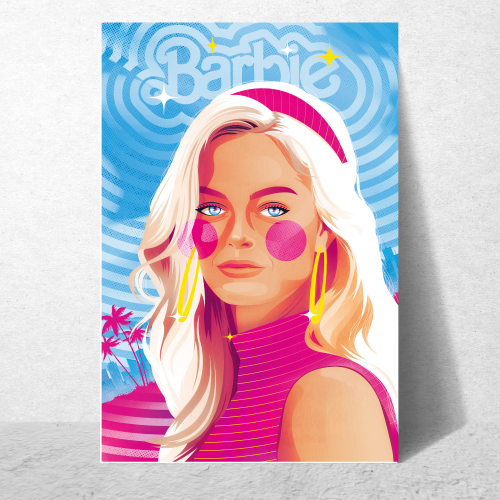 Barbie Movie Poster Frame Comedy Fantasy Film Artwork Framed Posters Satirical Movies Canvas Painting Photo Frames for Wall Decor Living Room Bedroom Study Room Restraunt Cafe Office & Home Decoration