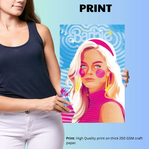 Barbie Movie Poster Frame Comedy Fantasy Film Artwork Framed Posters Satirical Movies Canvas Painting Photo Frames for Wall Decor Living Room Bedroom Study Room Restraunt Cafe Office & Home Decoration