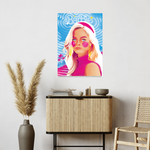 Barbie Movie Poster Frame Comedy Fantasy Film Artwork Framed Posters Satirical Movies Canvas Painting Photo Frames for Wall Decor Living Room Bedroom Study Room Restraunt Cafe Office & Home Decoration