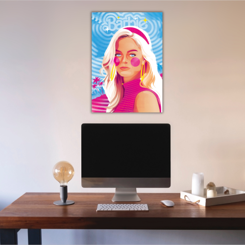 Barbie Movie Poster Frame Comedy Fantasy Film Artwork Framed Posters Satirical Movies Canvas Painting Photo Frames for Wall Decor Living Room Bedroom Study Room Restraunt Cafe Office & Home Decoration