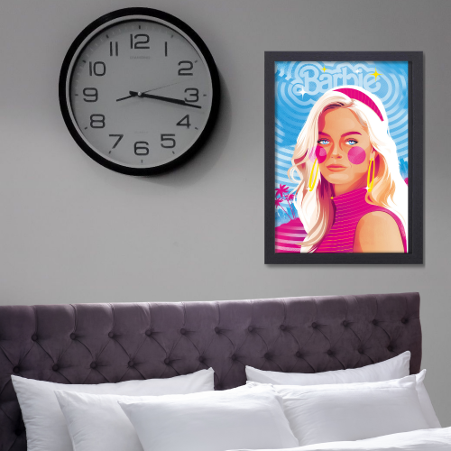 Barbie Movie Poster Frame Comedy Fantasy Film Artwork Framed Posters Satirical Movies Canvas Painting Photo Frames for Wall Decor Living Room Bedroom Study Room Restraunt Cafe Office & Home Decoration