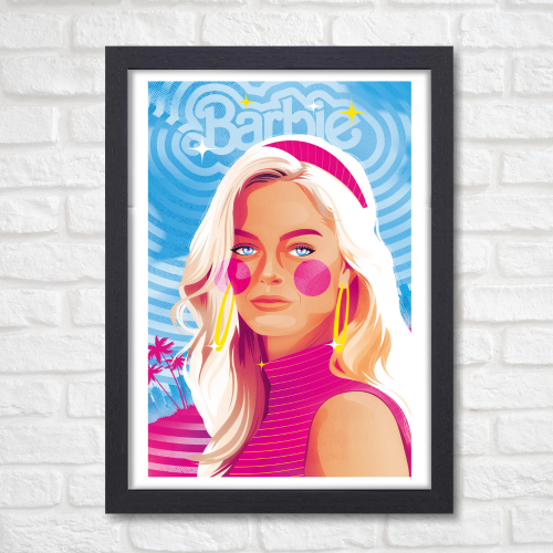 Barbie Movie Poster Frame Comedy Fantasy Film Artwork Framed Posters Satirical Movies Canvas Painting Photo Frames for Wall Decor Living Room Bedroom Study Room Restraunt Cafe Office & Home Decoration