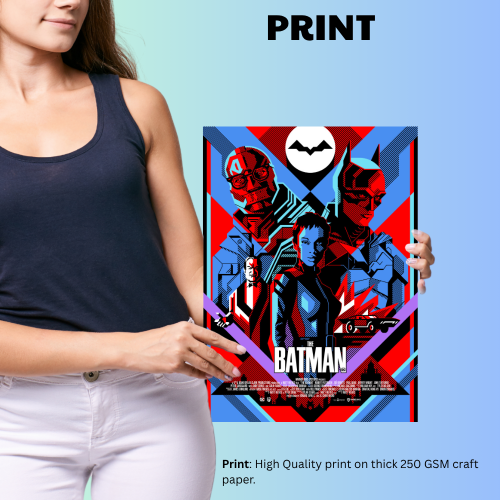 The Batman Movie Poster Frame Action Crime Film Artwork Framed Posters Hollywood Movies Canvas Painting Photo Frames for Wall Decor Art Living Room Bedroom  Study Room Restraunt Cafe Office & Home Decoration