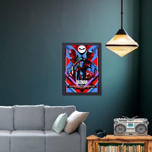 The Batman Movie Poster Frame Action Crime Film Artwork Framed Posters Hollywood Movies Canvas Painting Photo Frames for Wall Decor Art Living Room Bedroom  Study Room Restraunt Cafe Office & Home Decoration