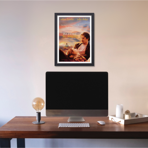 Before Sunrise Movie Poster Frame Romance Drama Film Artwork Framed Posters Hollywood Movies Canvas Painting Photo Frames for Wall Decor Home Decoration Living Room Bedroom Office Study Room Cafe Restraunt