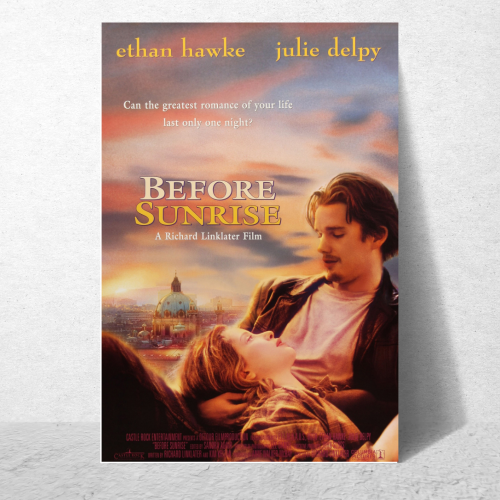 Before Sunrise Movie Poster Frame Romance Drama Film Artwork Framed Posters Hollywood Movies Canvas Painting Photo Frames for Wall Decor Home Decoration Living Room Bedroom Office Study Room Cafe Restraunt