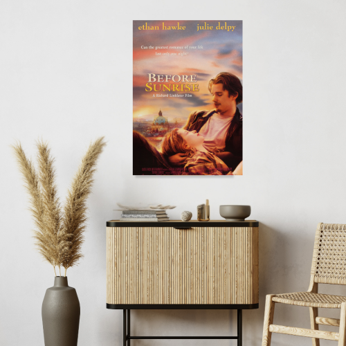 Before Sunrise Movie Poster Frame Romance Drama Film Artwork Framed Posters Hollywood Movies Canvas Painting Photo Frames for Wall Decor Home Decoration Living Room Bedroom Office Study Room Cafe Restraunt